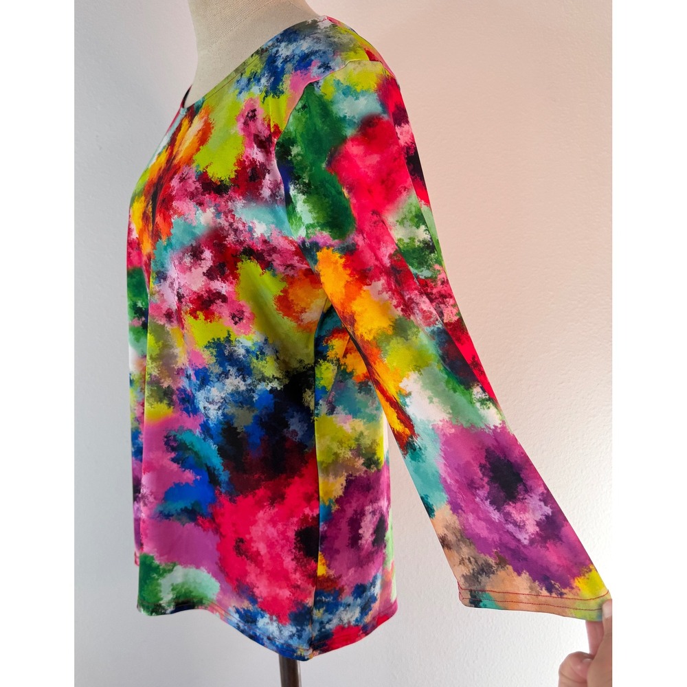 Y2K Peck&Peck Colorful Rainbow Abstract Floral Top Womens Medium Boho Festival - Picture 4 of 8